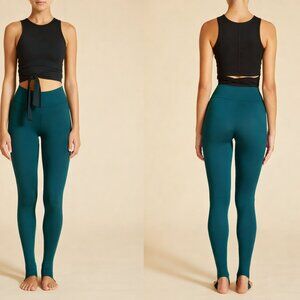 Live the Process Ballerina stirrup leggings pants in green teal color, small